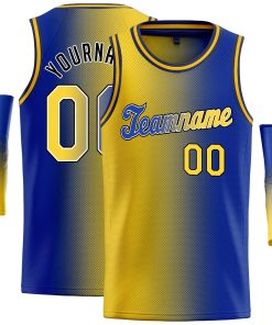 Custom Yellow Royal Black-Royal Gradient Fashion Tops Tilted Basketball Jersey