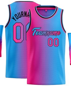 Custom Pink Blue Black-Pink Gradient Fashion Tops Heal Basketball Jersey