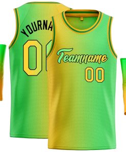 Custom Yellow Neon Green-Black Gradient Fashion Tops Heal Basketball Jersey