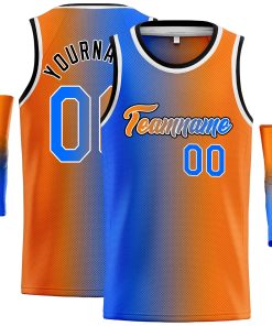 Custom Blue Orange Black-Orange Gradient Fashion Tops Heal Basketball Jersey