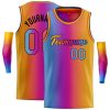 Custom Light Blue Purple Black-Orange Gradient Fashion Tops Heal Basketball Jersey