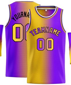 Custom Yellow Purple Black-Purple Gradient Fashion Tops Bull Basketball Jersey