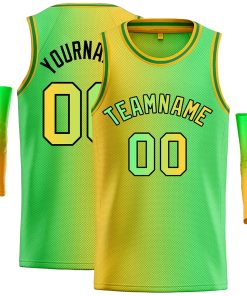 Custom Yellow Neon Green-Black Gradient Fashion Tops Bull Basketball Jersey