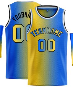 Custom Yellow Blue-Black Gradient Fashion Tops Bull Basketball Jersey