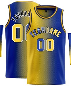 Custom Yellow Royal Black-Royal Gradient Fashion Tops Bull Basketball Jersey