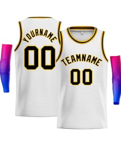 Custom White Yellow-Black Classic Tops Men Casual Bull Basketball Jersey