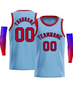 Custom Light Blue Navy-Red Classic Tops Men Casual Bull Basketball Jersey