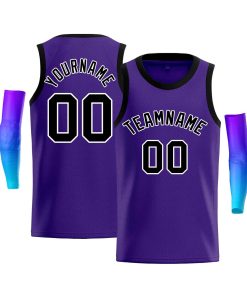 Custom Purple White-Black Classic Tops Men Casual Bull Basketball Jersey