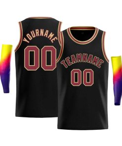 Custom Black Old Gold-Black Classic Tops Men Casual Bull Basketball Jersey