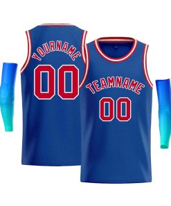 Custom Royal White-Red Classic Tops Men Casual Bull Basketball Jersey