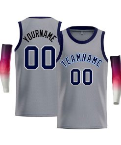 Custom Gray Light Blue-White Classic Tops Men Casual Bull Basketball Jersey