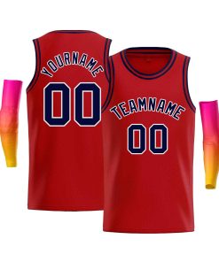 Custom Red White-Navy Classic Tops Men Casual Bull Basketball Jersey