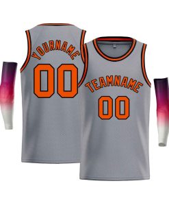 Custom Gray Black-Orange Classic Tops Men Casual Bull Basketball Jersey