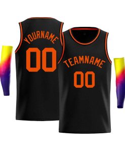 Custom Black Orange Classic Tops Men Casual Bull Basketball Jersey