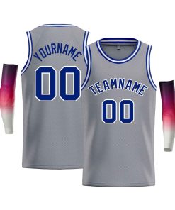 Custom Gray White-Royal Classic Tops Men Casual Bull Basketball Jersey