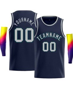 Custom Navy Kelly Green-Navy Classic Tops Men Casual Bull Basketball Jersey
