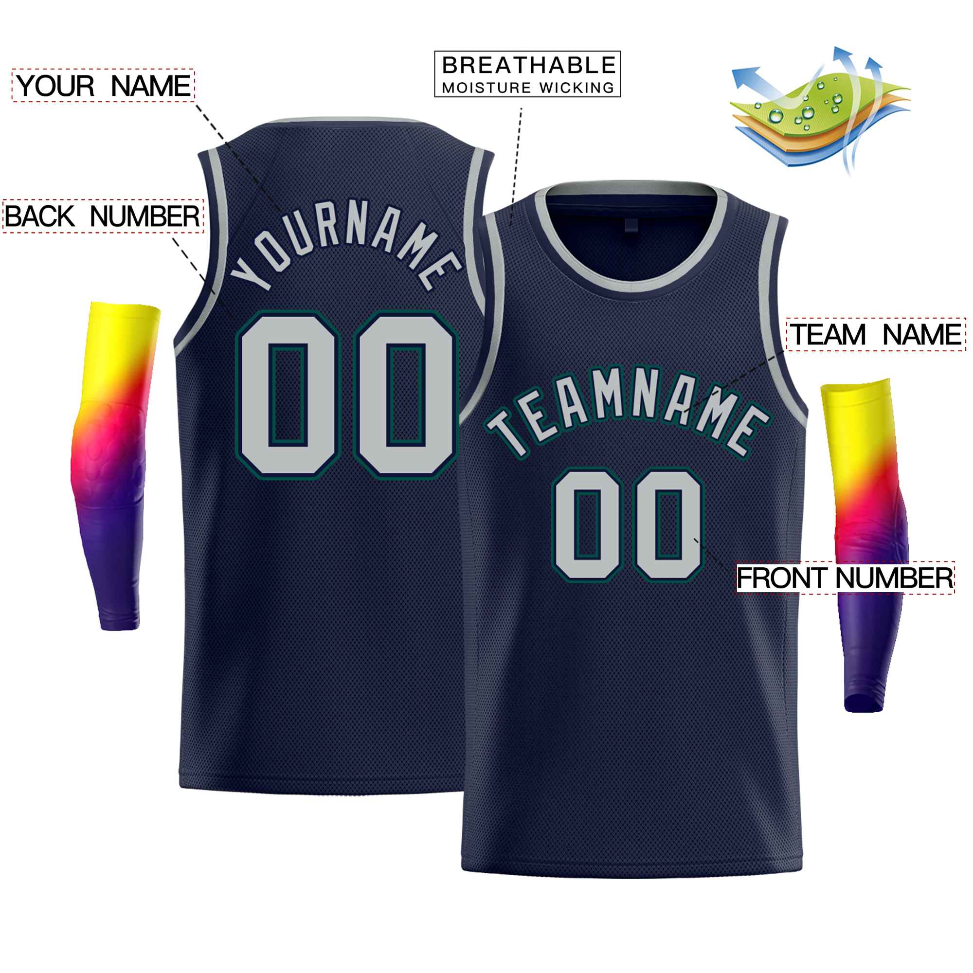 Custom Navy Kelly Green-Navy Classic Tops Men Casual Bull Basketball Jersey - Image 2
