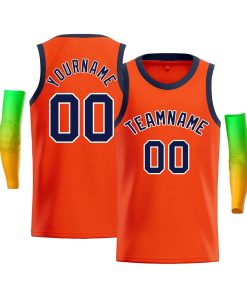 Custom Orange White-Navy Classic Tops Men Casual Bull Basketball Jersey