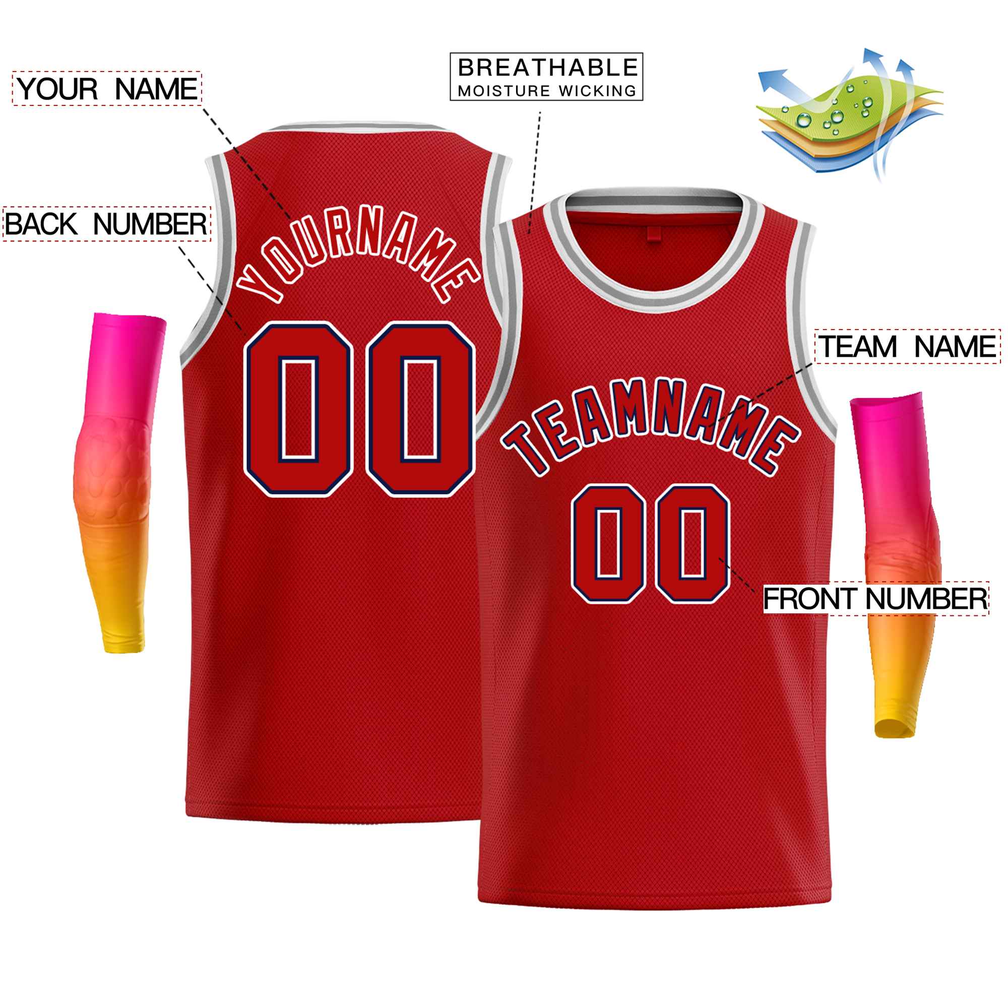 Custom Red White-Royal Classic Tops Men Casual Bull Basketball Jersey - Image 2