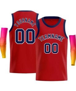 Custom Red White-Navy Classic Tops Men Casual Bull Basketball Jersey