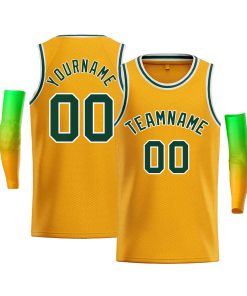 Custom Gold White-Kelly Green Classic Tops Men Casual Bull Basketball Jersey