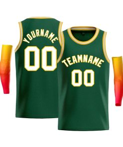 Custom Green Yellow-White Classic Tops Men Casual Bull Basketball Jersey