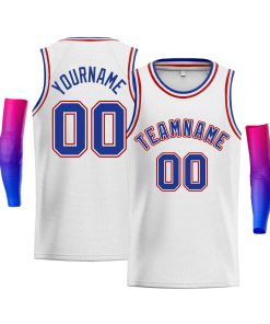 Custom White Red-White Classic Tops Men Casual Bull Basketball Jersey