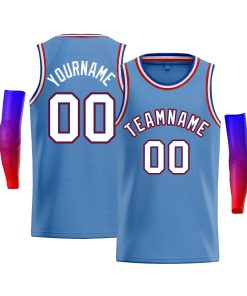 Custom Light Blue Red-Royal Classic Tops Men Casual Bull Basketball Jersey