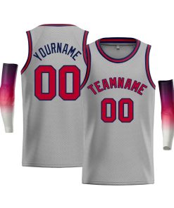 Custom Gray Navy-Red Classic Tops Men Casual Bull Basketball Jersey