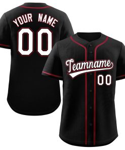 Custom Black White-Crimson Classic Style Authentic Baseball Jersey