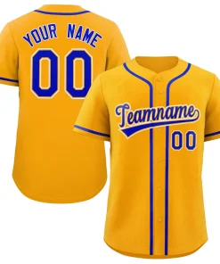 Custom Yellow Royal-White Classic Style Authentic Baseball Jersey