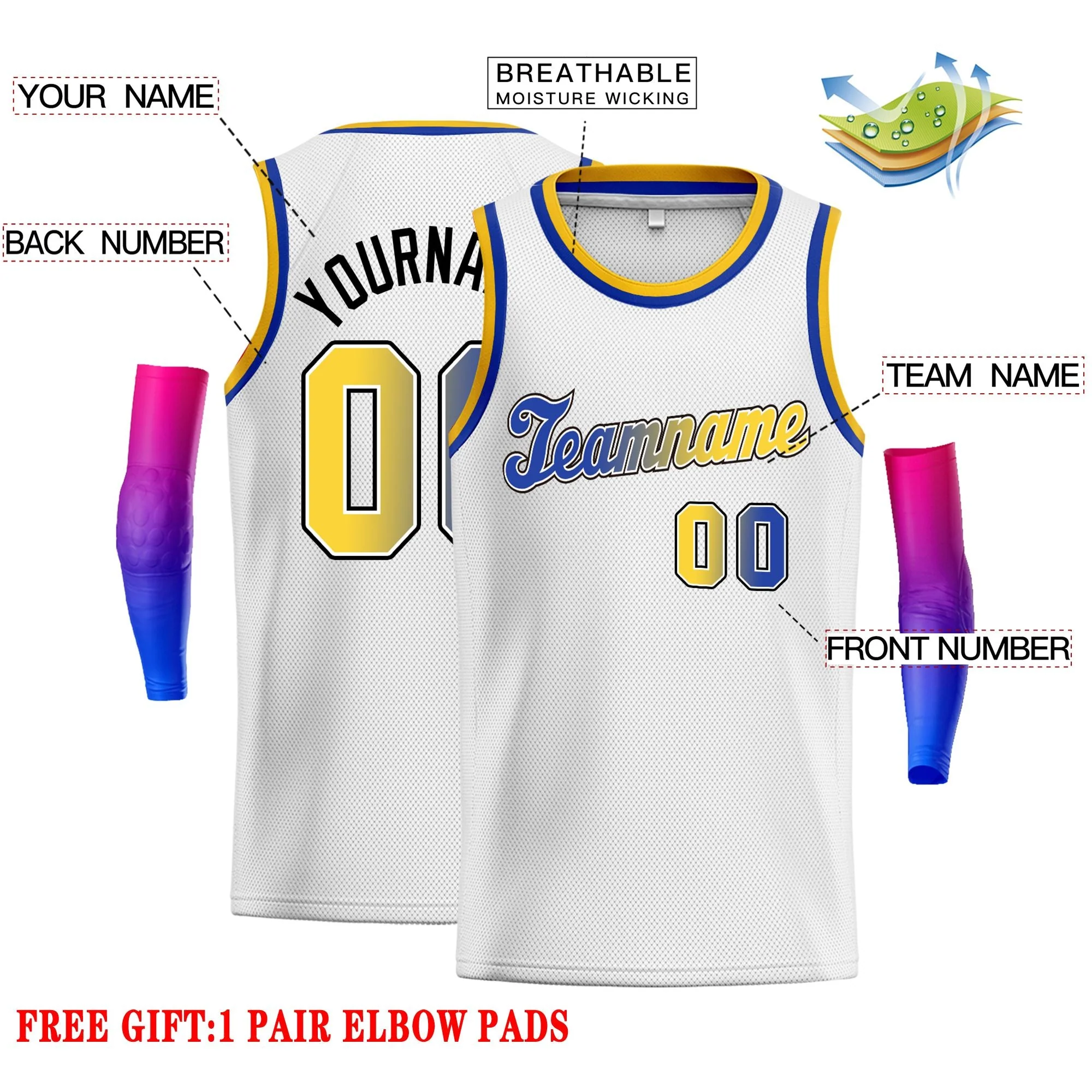 Custom White Royal-Black Classic Tops Fonts Gradient Fashion Tops Men Casual Basketball Jersey - Image 2