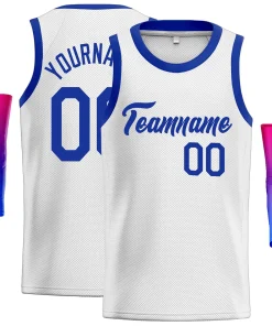 Custom White Royal Classic Tops Men Casual Basketball Jersey