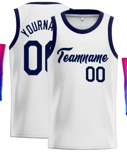 Custom White Navy Classic Tops Men Casual Basketball Jersey