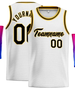 Custom White Black-Yellow Classic Tops Men Casual Basketball Jersey