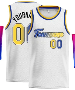 Custom White Navy-Black Classic Tops Fonts Gradient Fashion Tops Men Casual Basketball Jersey
