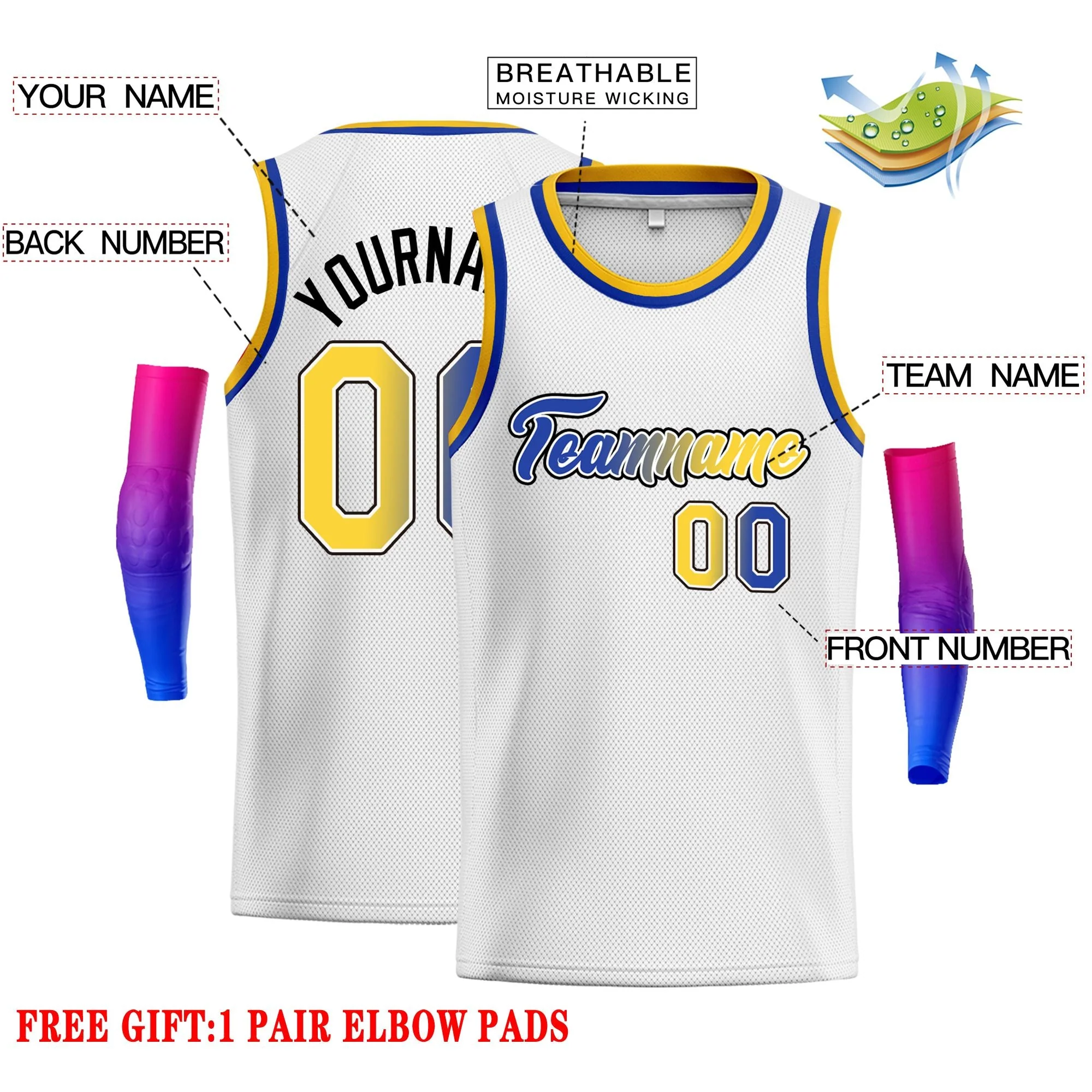 Custom White Navy-Black Classic Tops Fonts Gradient Fashion Tops Men Casual Basketball Jersey - Image 2