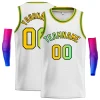 Custom White Green Classic Tops Fonts Gradient Fashion Tops Men Casual Basketball Jersey