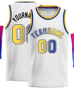 Custom White Royal-Black Classic Tops Fonts Gradient Fashion Tops Men Casual Basketball Jersey