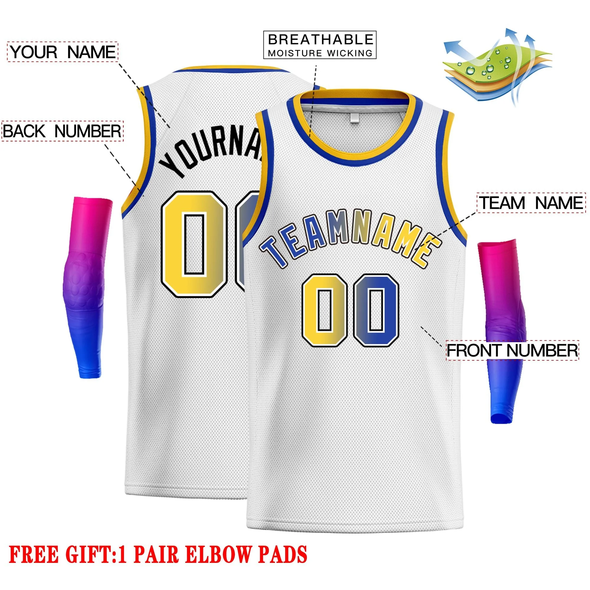 Custom White Royal-Black Classic Tops Fonts Gradient Fashion Tops Men Casual Basketball Jersey - Image 2