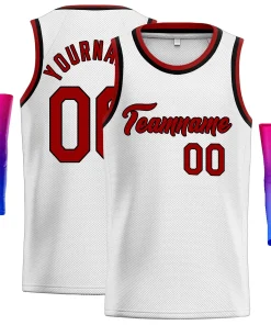 Custom White Red-Black Classic Tops Men Casual Basketball Jersey