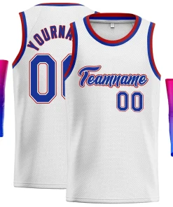 Custom White Royal-Red Classic Tops Men Casual Basketball Jersey