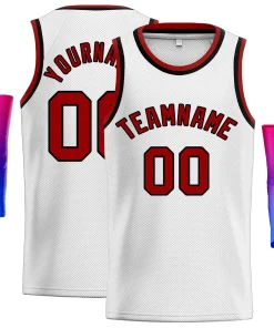 Custom White Red-Black Classic Tops Men Casual Basketball Jersey