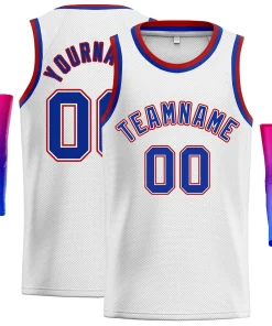 Custom White Royal-Red Classic Tops Men Casual Basketball Jersey
