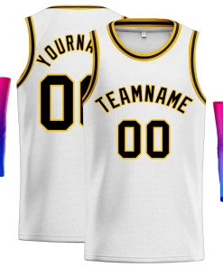 Custom White Black-Yellow Classic Tops Men Casual Basketball Jersey