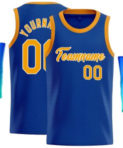 Custom Royal Yellow-White Classic Tops Casual Basketball Jersey