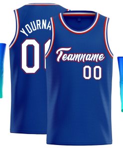 Custom Royal White-Red Classic Tops Casual Basketball Jersey