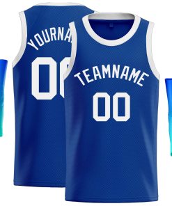 Custom Royal White Classic Tops Casual Basketball Jersey