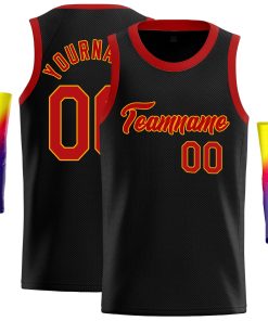 Custom Black Red-Yellow Classic Tops Casual Basketball Jersey