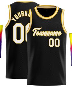 Custom Black White-Yellow Classic Tops Casual Basketball Jersey